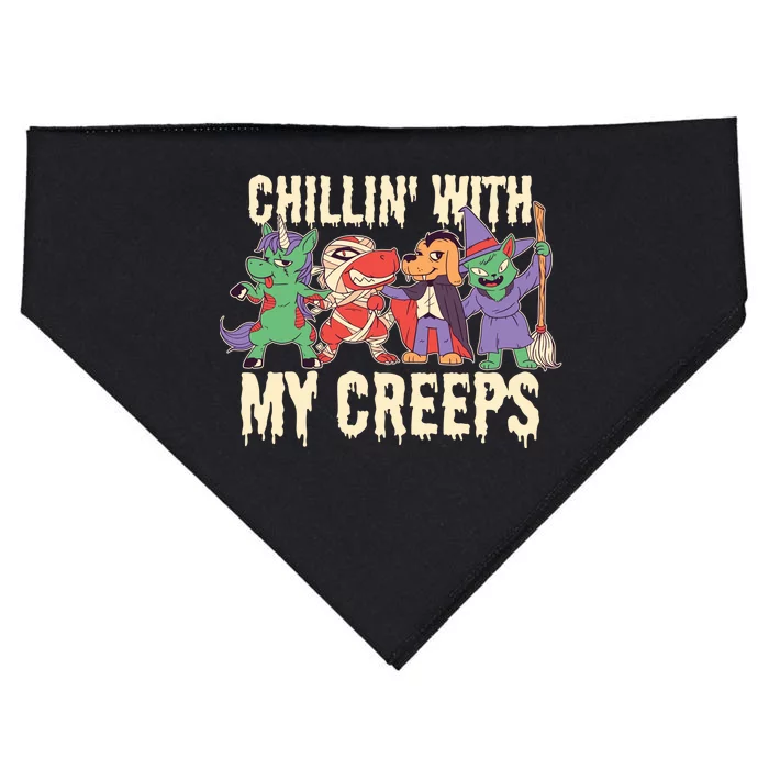 Chillin With My Creeps Halloween Animals USA-Made Doggie Bandana