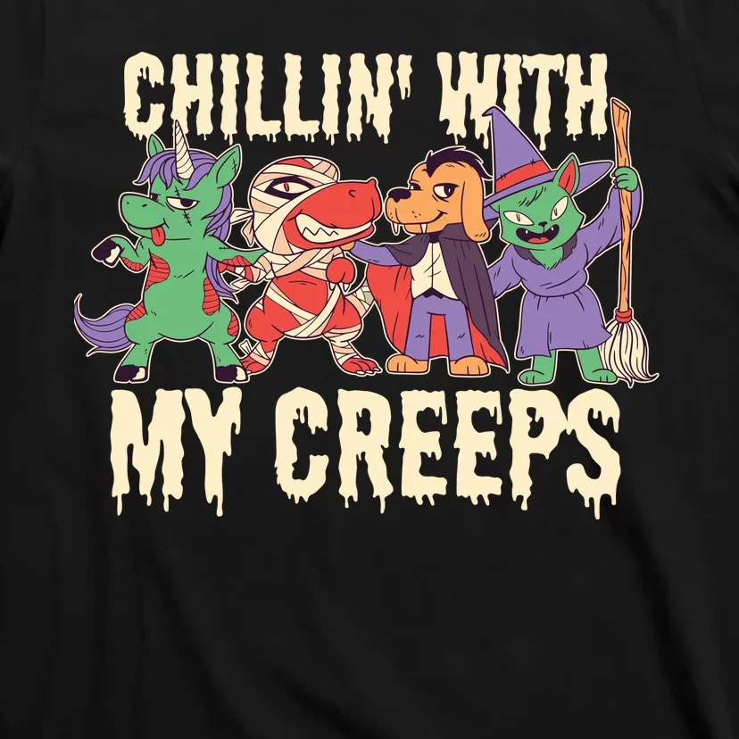 Chillin With My Creeps Halloween Animals T-Shirt