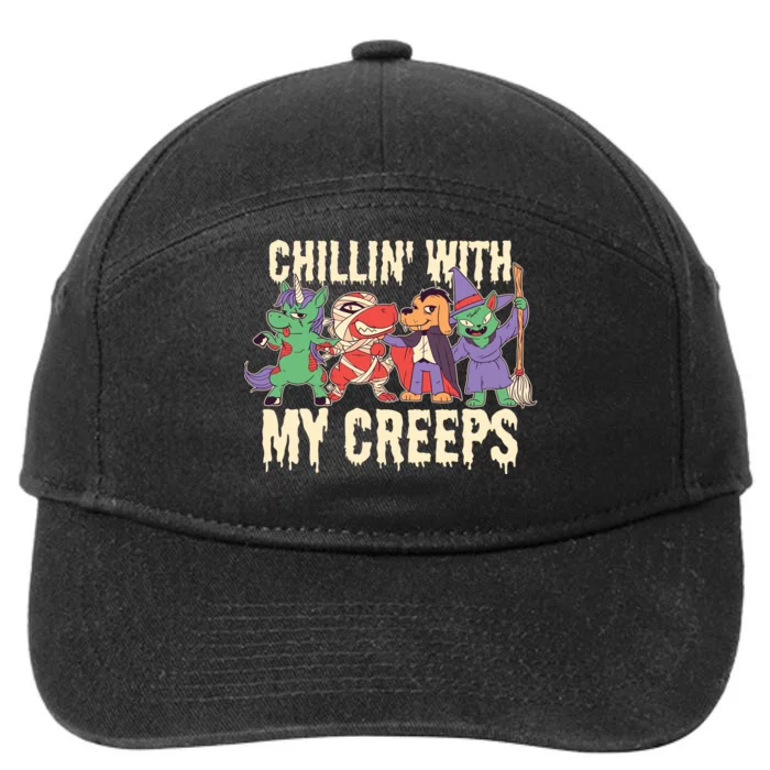 Chillin With My Creeps Halloween Animals 7-Panel Snapback Hat