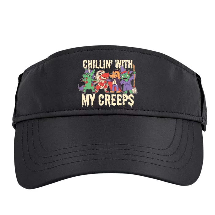 Chillin With My Creeps Halloween Animals Adult Drive Performance Visor