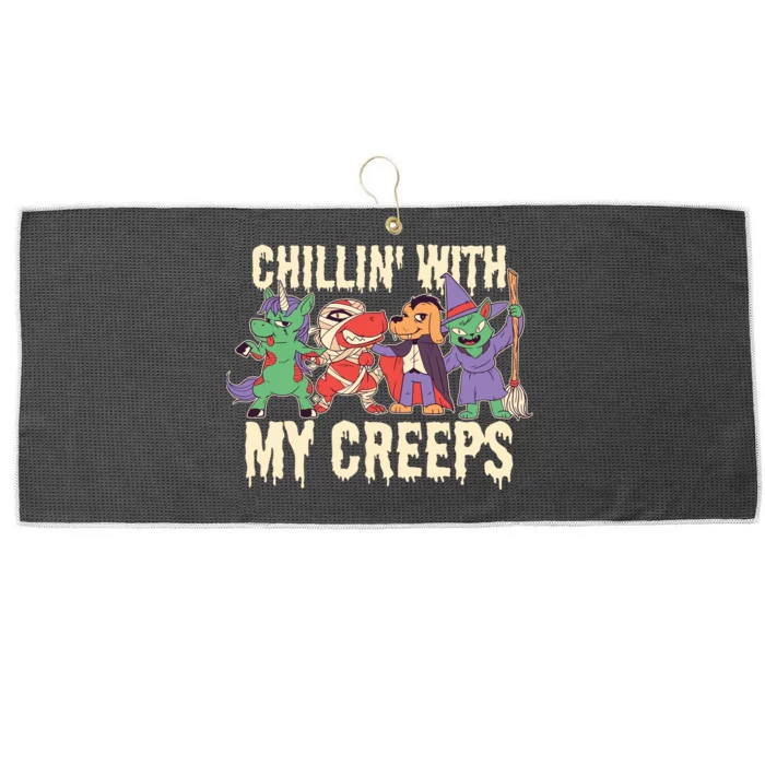 Chillin With My Creeps Halloween Animals Large Microfiber Waffle Golf Towel