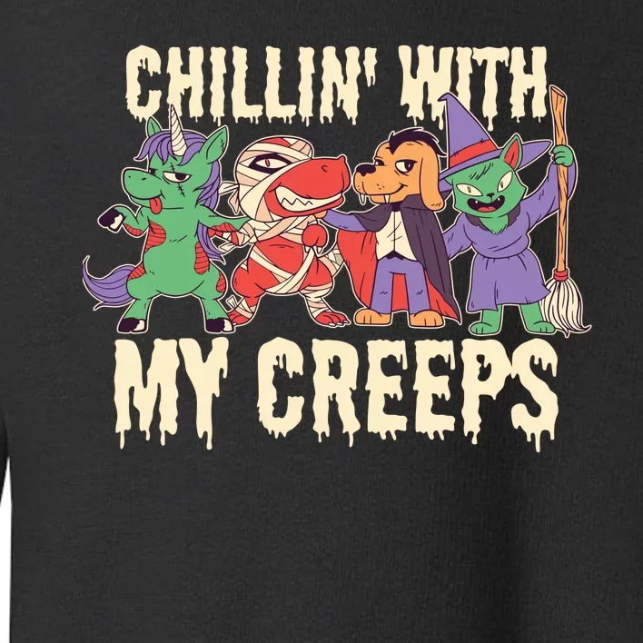 Chillin With My Creeps Halloween Animals Toddler Sweatshirt