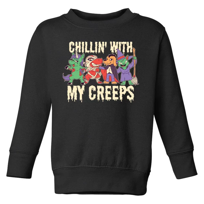 Chillin With My Creeps Halloween Animals Toddler Sweatshirt