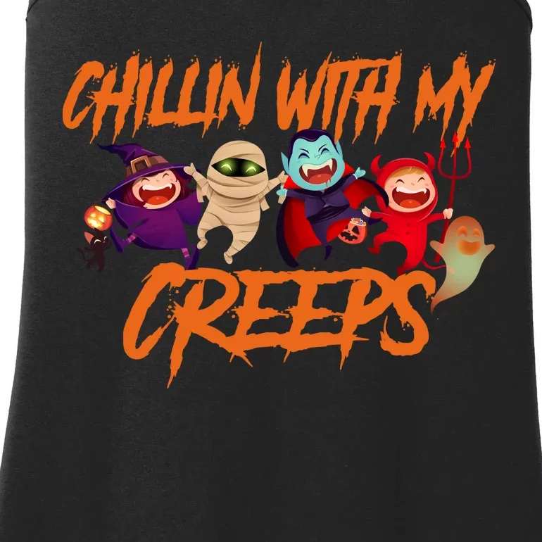 Chillin With My Creeps Spooky Monsters Ladies Essential Tank