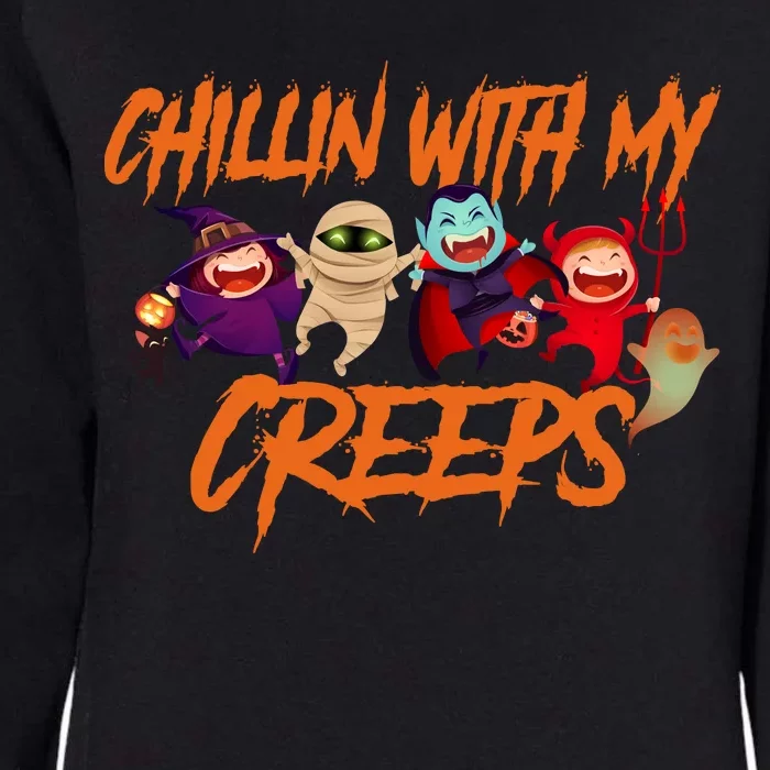 Chillin With My Creeps Spooky Monsters Womens California Wash Sweatshirt