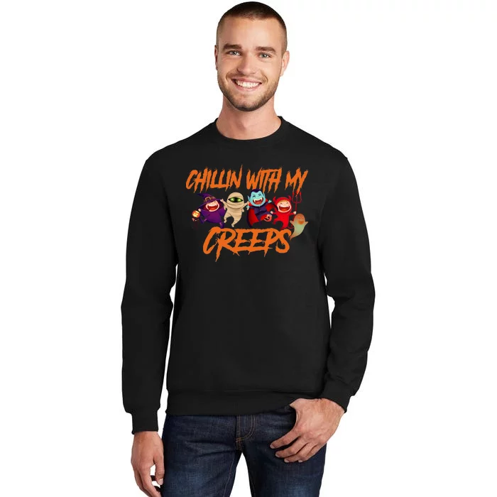 Chillin With My Creeps Spooky Monsters Tall Sweatshirt