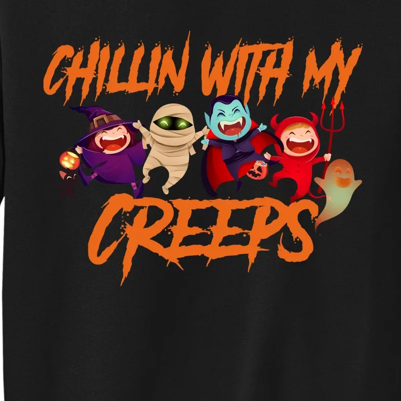 Chillin With My Creeps Spooky Monsters Tall Sweatshirt