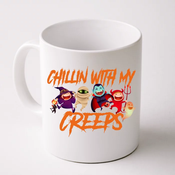 Chillin With My Creeps Spooky Monsters Front & Back Coffee Mug