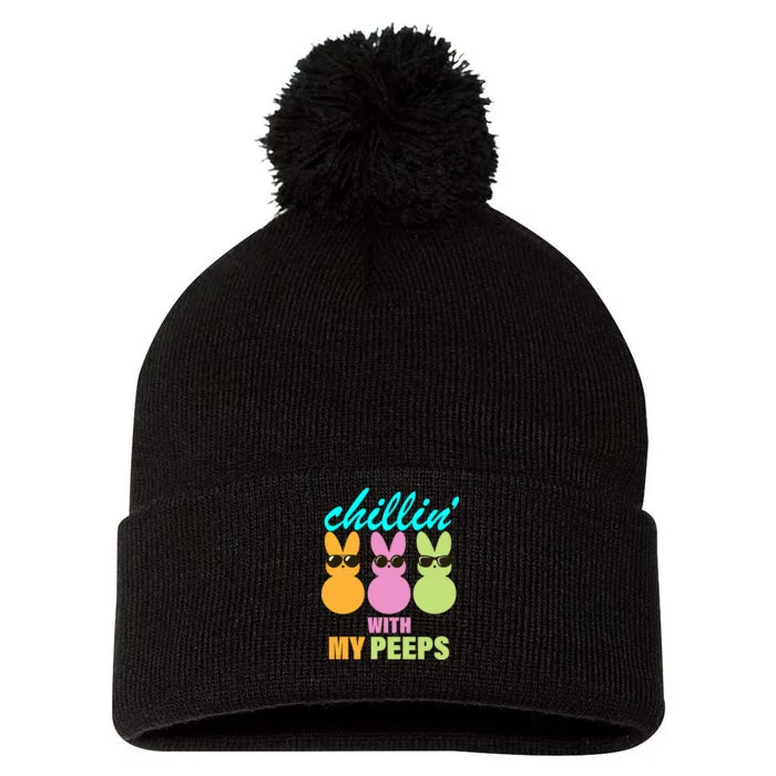 Chillin' With My Peeps Pom Pom 12in Knit Beanie