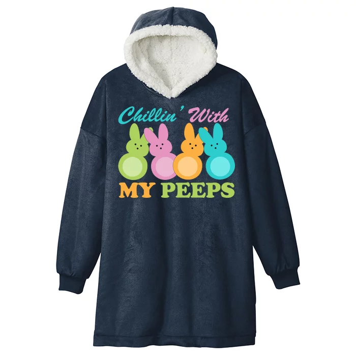 Chillin With My Peeps Easter Rabbits Hooded Wearable Blanket