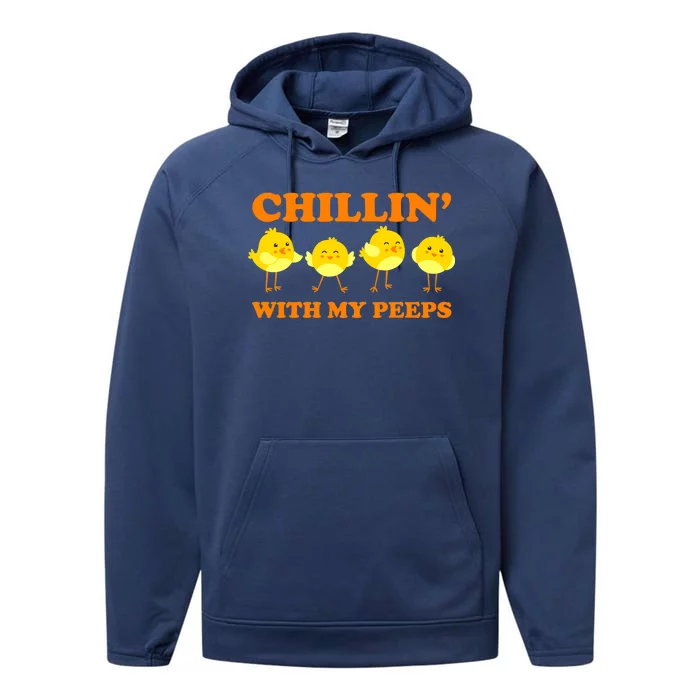 Chillin With My Peeps Funny Easter Performance Fleece Hoodie