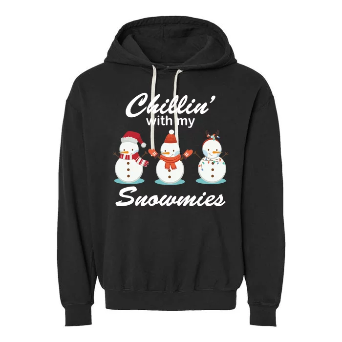 Chillin With My Snowmies Christmas Garment-Dyed Fleece Hoodie