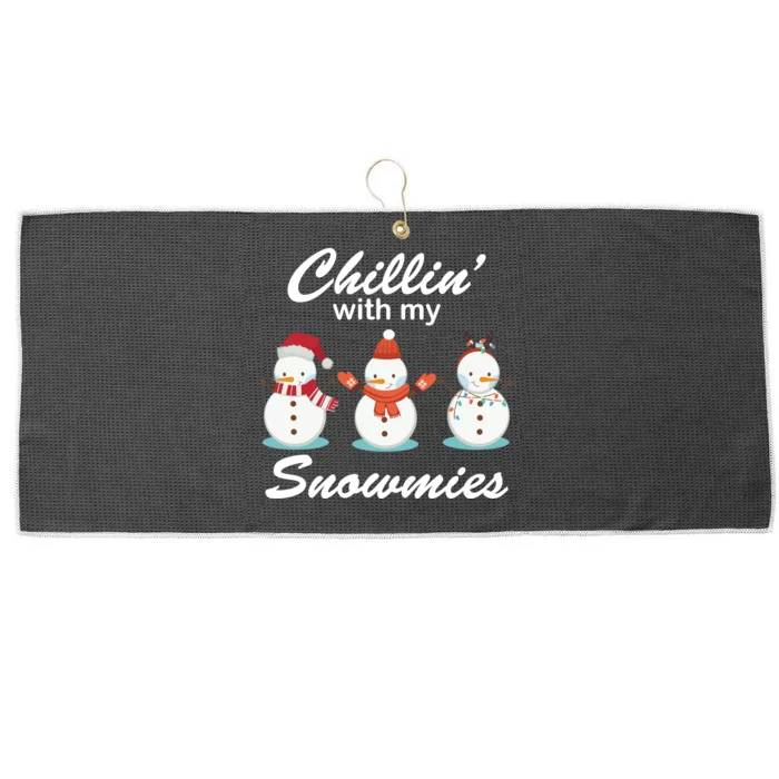 Chillin With My Snowmies Christmas Large Microfiber Waffle Golf Towel