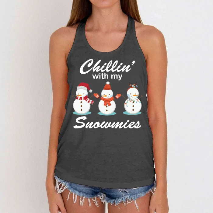 Chillin With My Snowmies Christmas Women's Knotted Racerback Tank