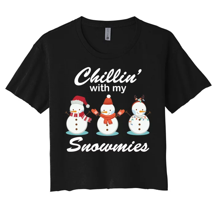 Chillin With My Snowmies Christmas Women's Crop Top Tee