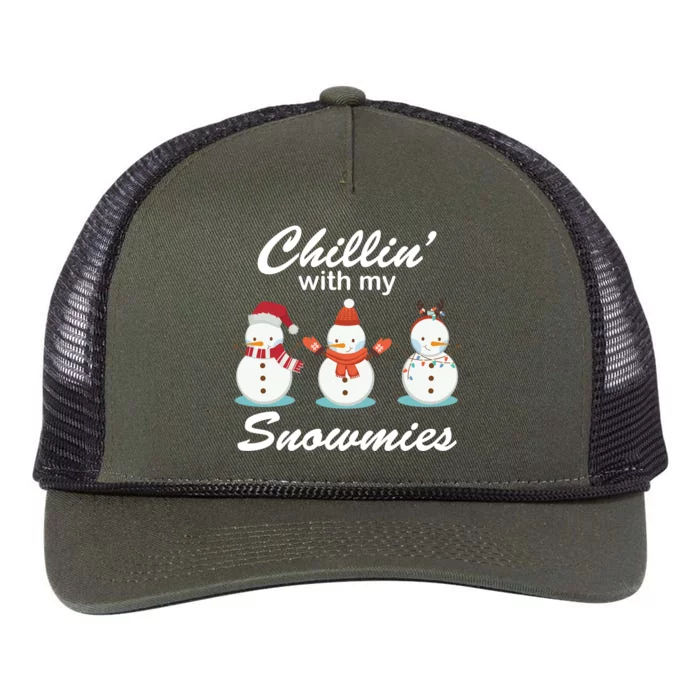 Chillin With My Snowmies Christmas Retro Rope Trucker Hat Cap