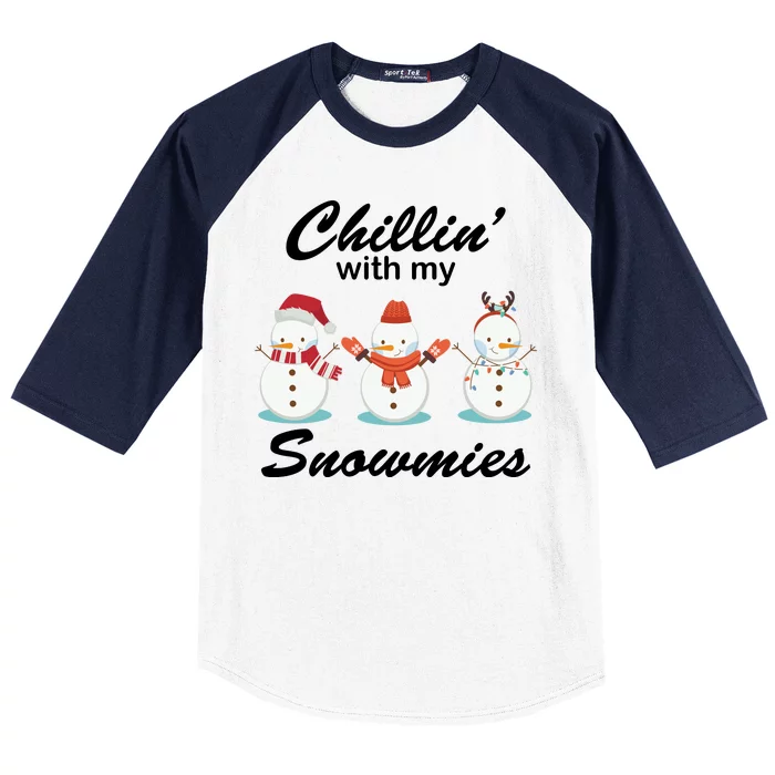 Chillin With My Snowmies Christmas Baseball Sleeve Shirt