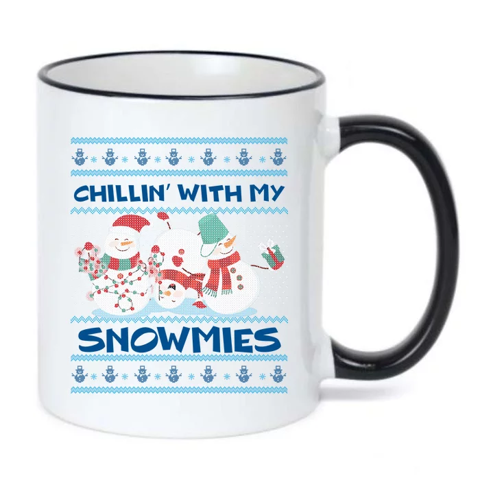 Chillin With My Snowmies Ugly Christmas Black Color Changing Mug