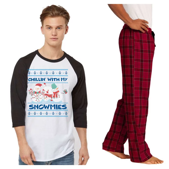 Chillin With My Snowmies Ugly Christmas Raglan Sleeve Pajama Set