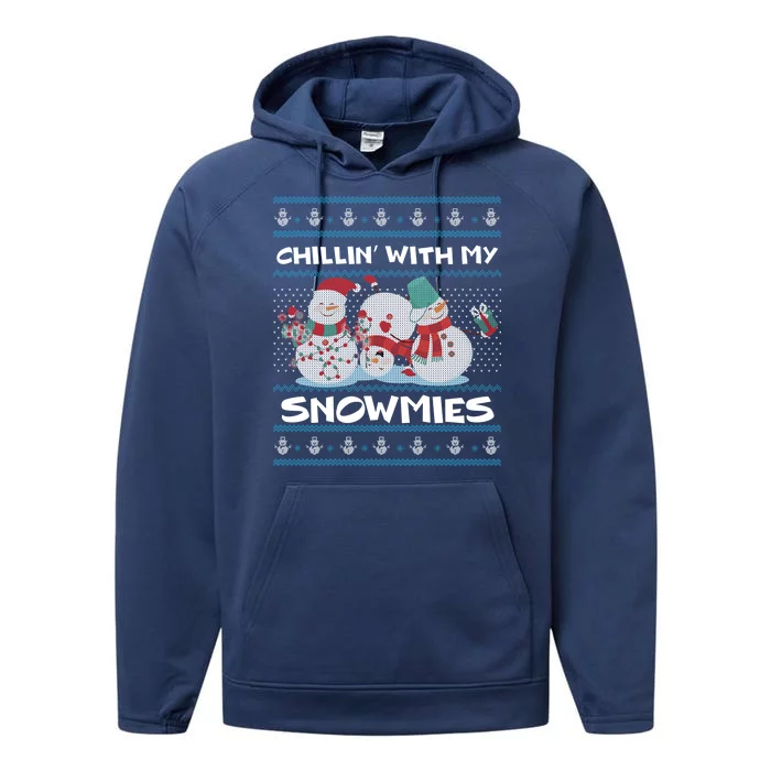 Chillin' With My Snowmies Ugly Christmas Performance Fleece Hoodie