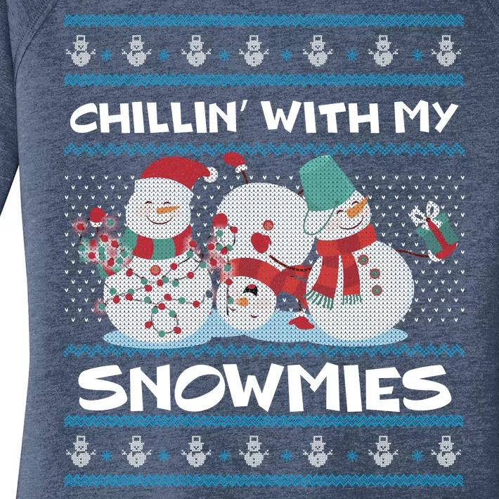 Chillin' With My Snowmies Ugly Christmas Women's Perfect Tri Tunic Long Sleeve Shirt