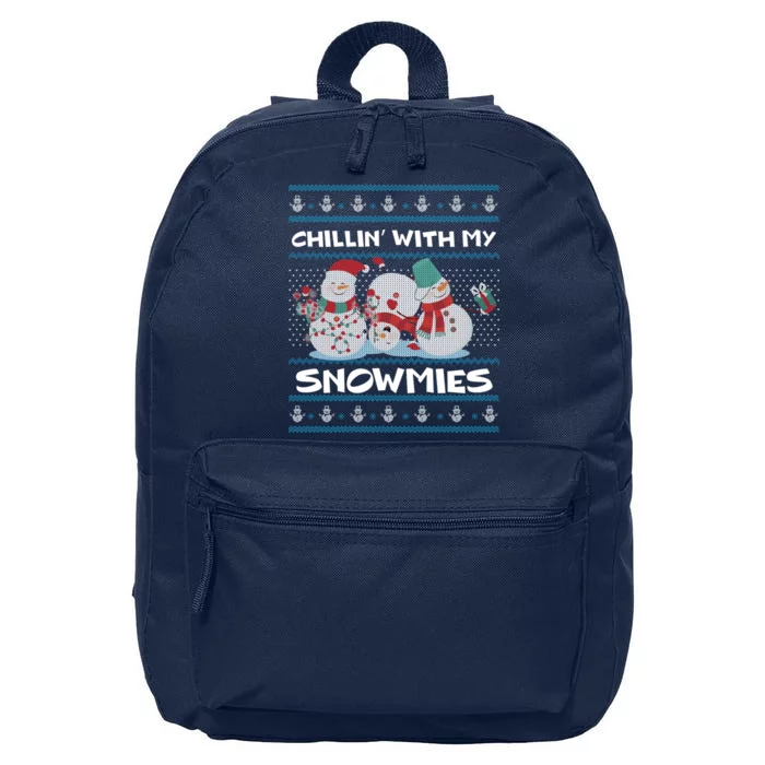 Chillin' With My Snowmies Ugly Christmas 16 in Basic Backpack