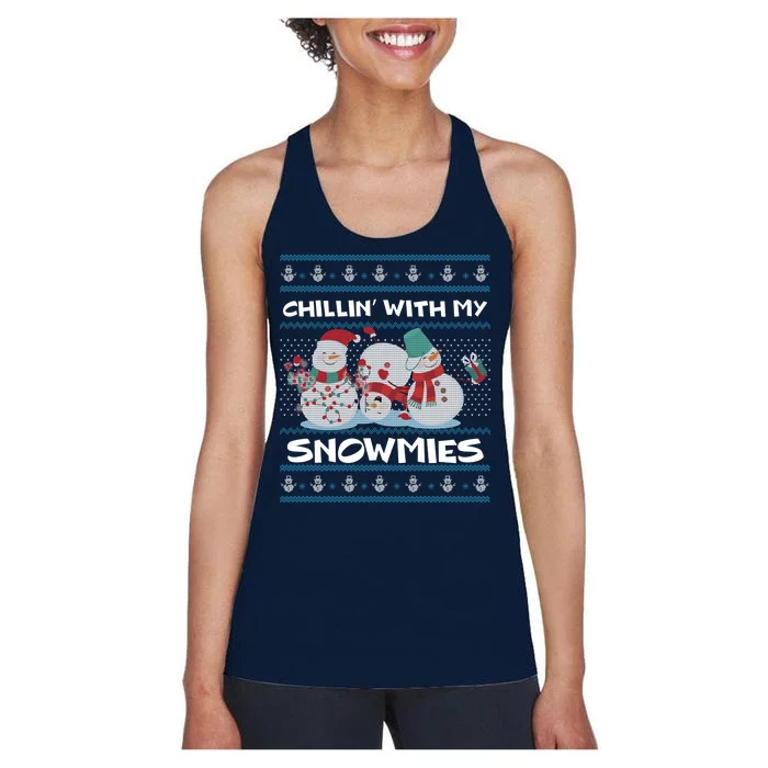 Chillin' With My Snowmies Ugly Christmas Women's Racerback Tank