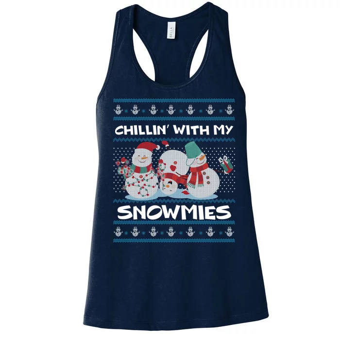 Chillin' With My Snowmies Ugly Christmas Women's Racerback Tank