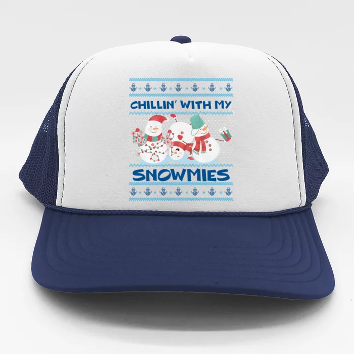 Chillin With My Snowmies Ugly Christmas Trucker Hat