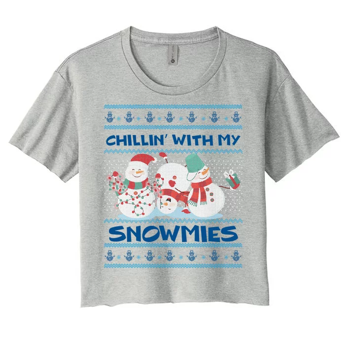 Chillin With My Snowmies Ugly Christmas Women's Crop Top Tee