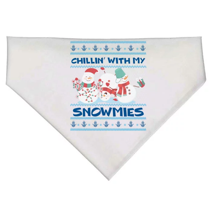 Chillin' With My Snowmies Ugly Christmas USA-Made Doggie Bandana