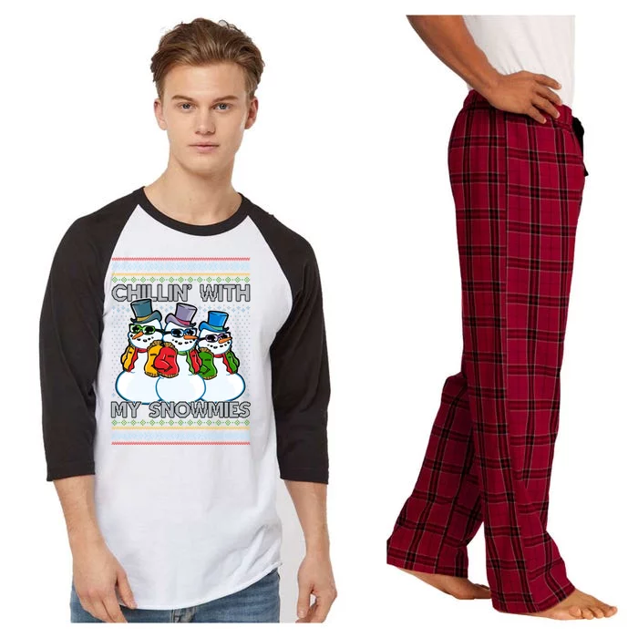 Chillin' With My Snowmies Ugly Christmas Sweater Raglan Sleeve Pajama Set