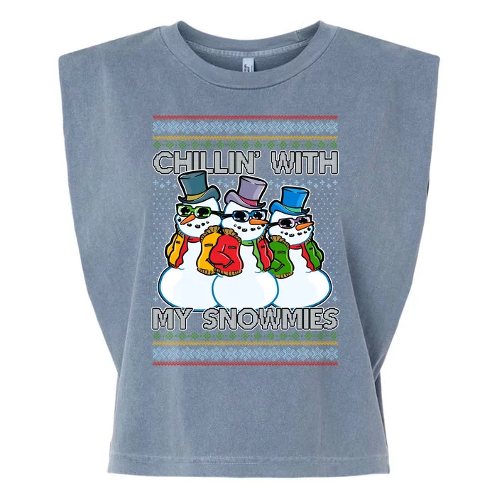 Chillin' With My Snowmies Ugly Christmas Sweater Garment-Dyed Women's Muscle Tee