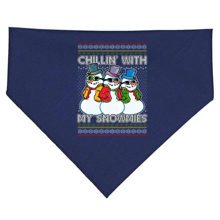 Chillin' With My Snowmies Ugly Christmas Sweater USA-Made Doggie Bandana