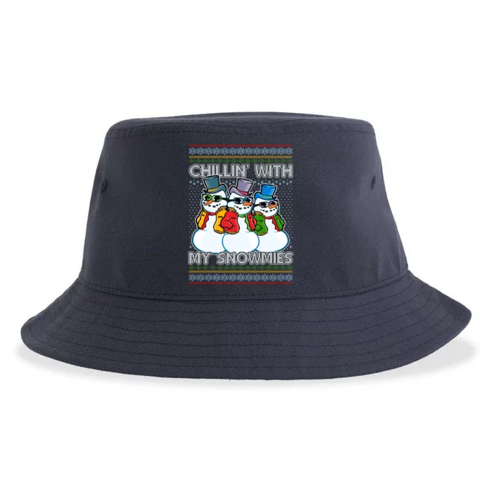 Chillin' With My Snowmies Ugly Christmas Sweater Sustainable Bucket Hat