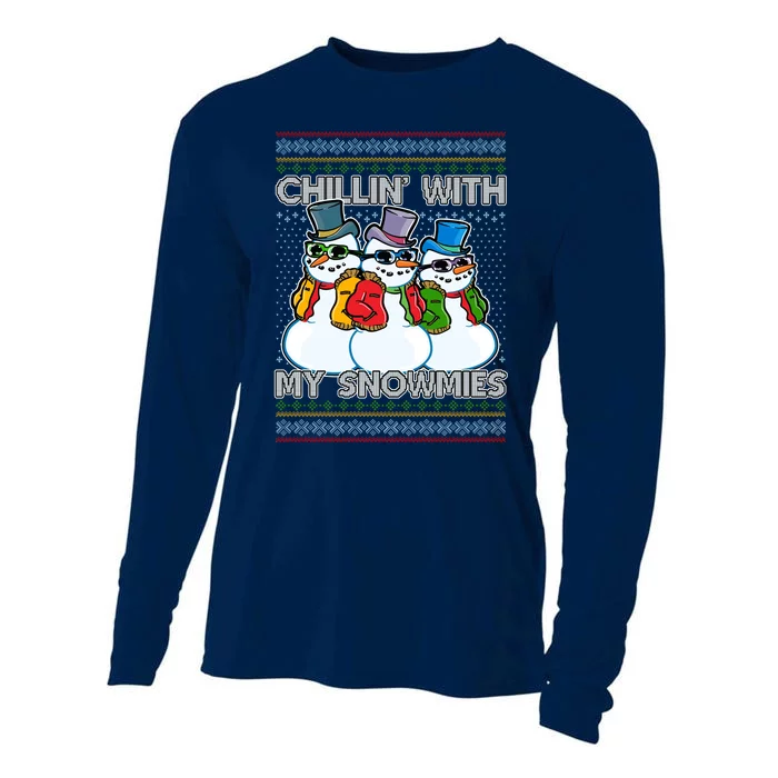 Chillin' With My Snowmies Ugly Christmas Sweater Cooling Performance Long Sleeve Crew