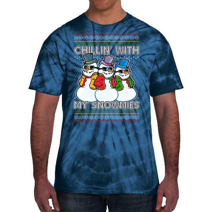 Chillin' With My Snowmies Ugly Christmas Sweater Tie-Dye T-Shirt