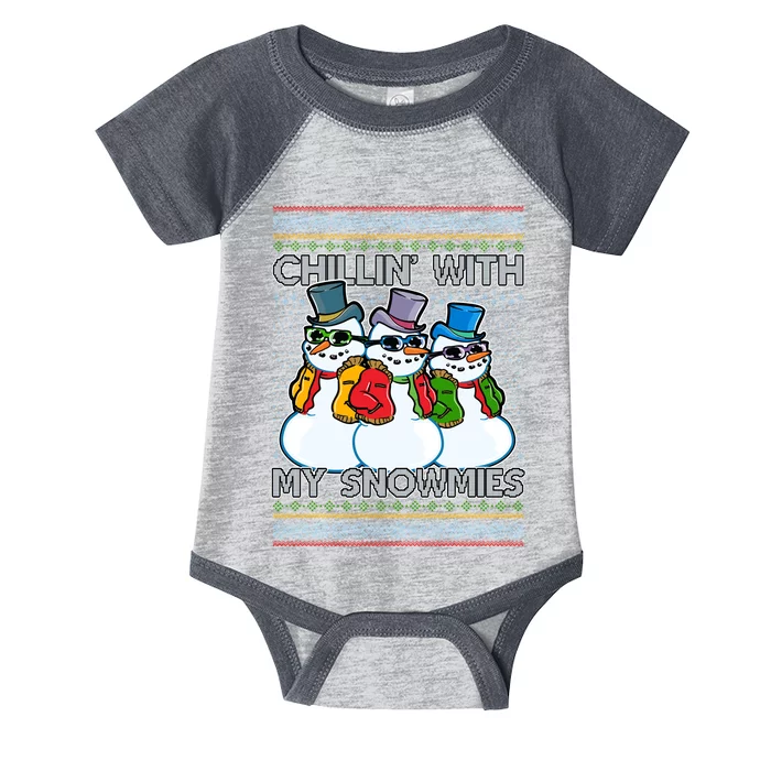 Chillin' With My Snowmies Ugly Christmas Sweater Infant Baby Jersey Bodysuit