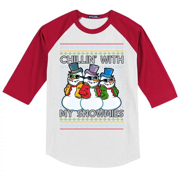 Chillin' With My Snowmies Ugly Christmas Sweater Kids Colorblock Raglan Jersey