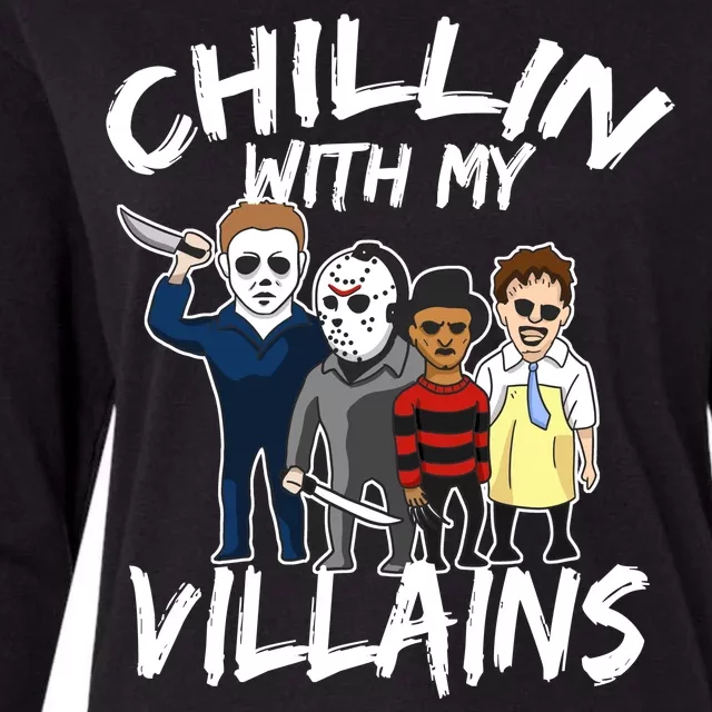 Chillin With My Villains Womens Cotton Relaxed Long Sleeve T-Shirt