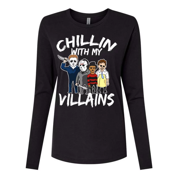 Chillin With My Villains Womens Cotton Relaxed Long Sleeve T-Shirt