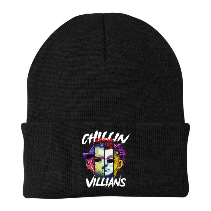 Chillin With My Villains Horror Movie Funny Knit Cap Winter Beanie