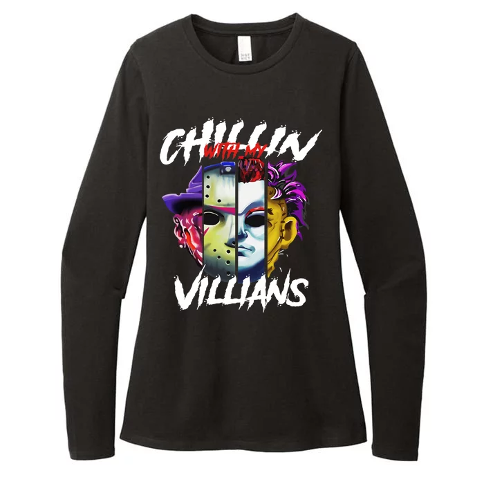 Chillin With My Villains Horror Movie Funny Womens CVC Long Sleeve Shirt