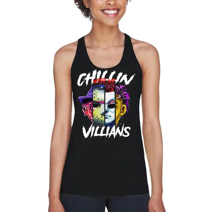 Chillin With My Villains Horror Movie Funny Women's Racerback Tank