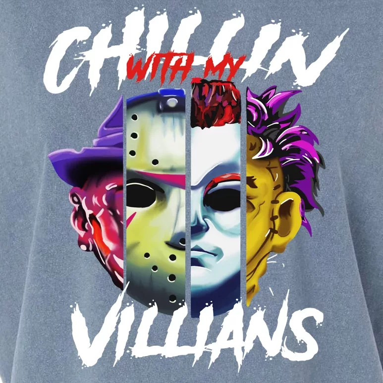 Chillin With My Villains Horror Movie Funny Garment-Dyed Women's Muscle Tee