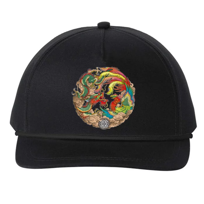 Chinese Dragon and Phoenix Yin Yang Snapback Five-Panel Rope Hat