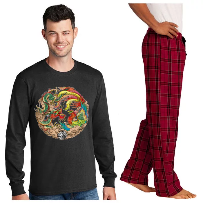 Chinese Dragon and Phoenix Yin Yang Long Sleeve Pajama Set