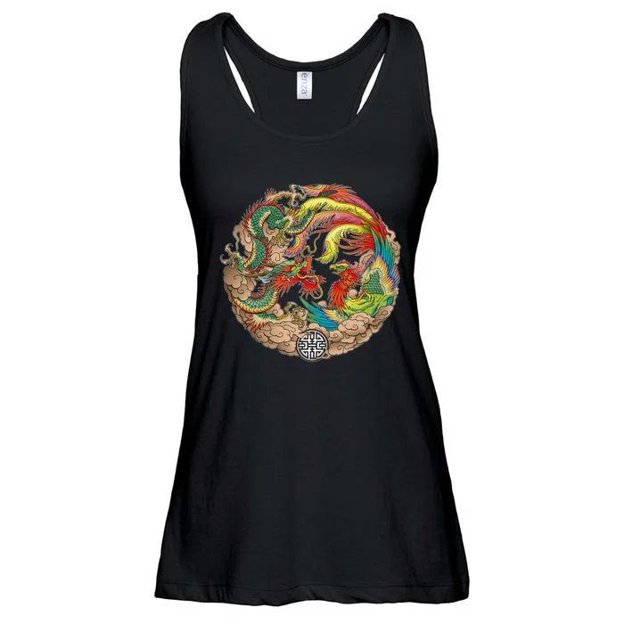 Chinese Dragon and Phoenix Yin Yang Ladies Essential Flowy Tank