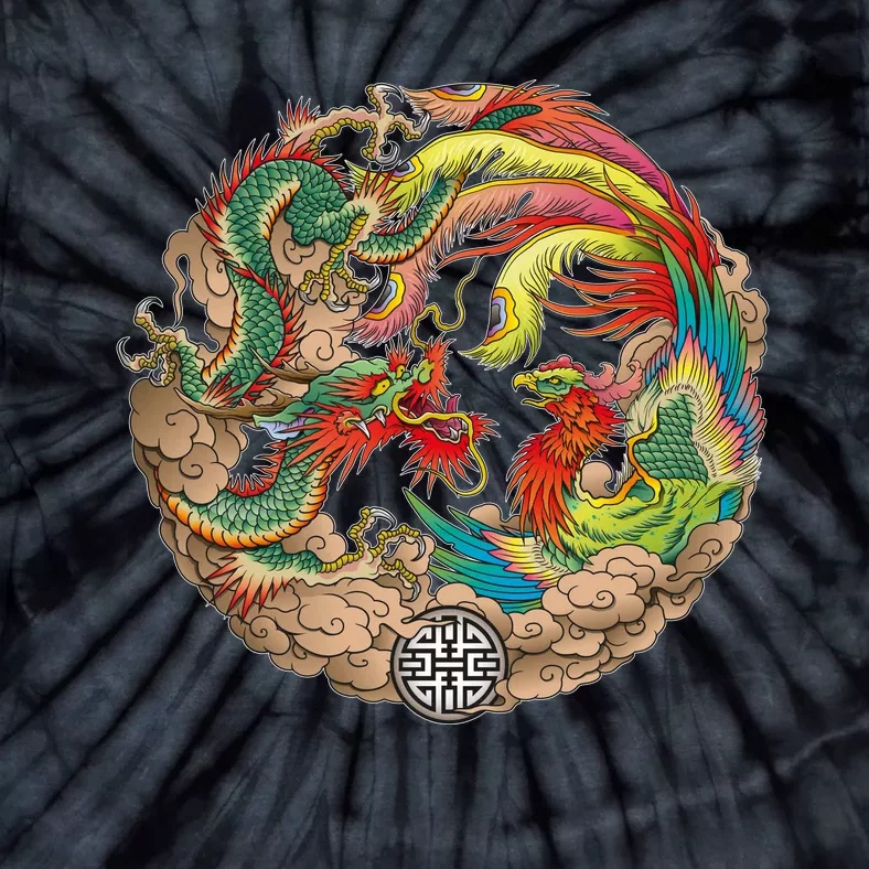 Chinese Dragon and Phoenix Yin Yang Tie-Dye T-Shirt