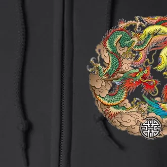 Chinese Dragon and Phoenix Yin Yang Full Zip Hoodie